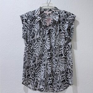 Philosophy Black and White Patterned Button Down Shirt